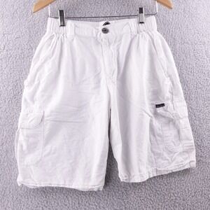Blanc du Nil‎ Mens Premium White Cargo Shorts Size S Elastic Waist Linen